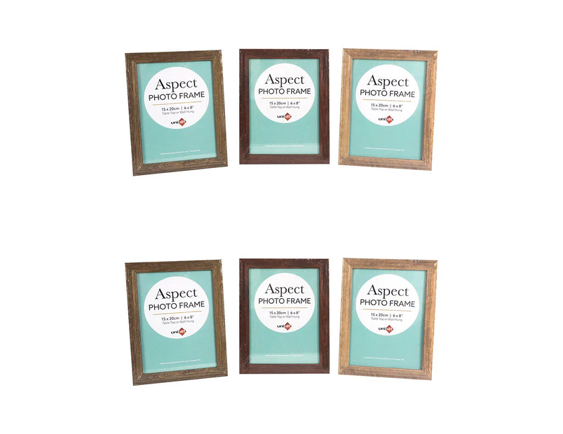 6x Unigift Aspect 15x20cm MDF/Glass Picture/Photo Frame Wall Hanging Assorted