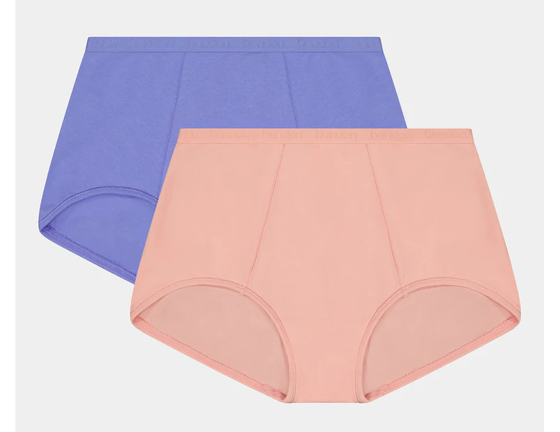 Bendon Women's Body Cotton Trouser Briefs 2-Pack - Jacaranda/Peach Bud