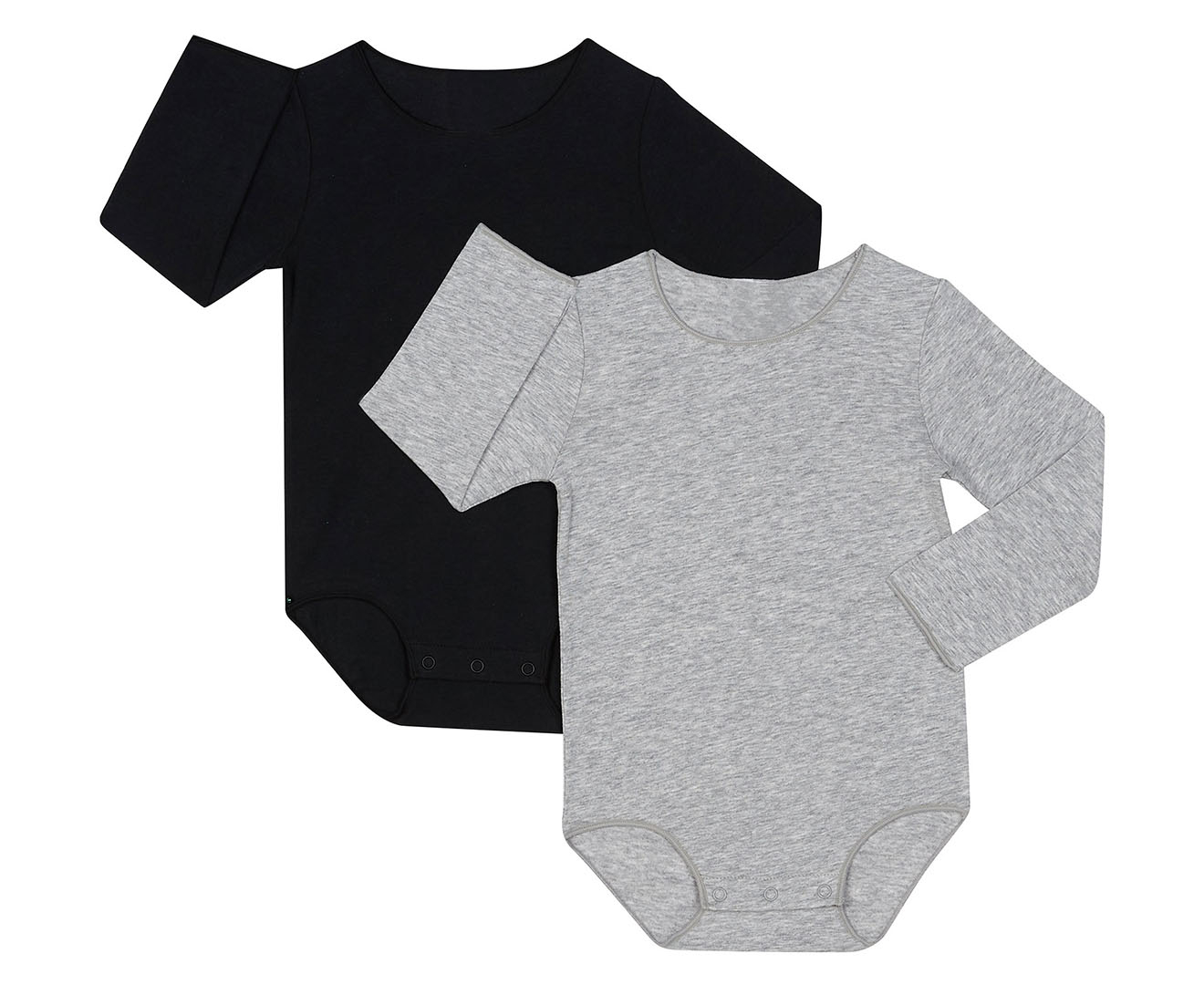 Bonds Baby Wonderbodies Long Sleeve Bodysuit 2 Pack Black Grey Catch . nz