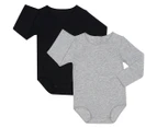 Bonds Baby Wonderbodies Long Sleeve Bodysuit 2-Pack - Black/Grey