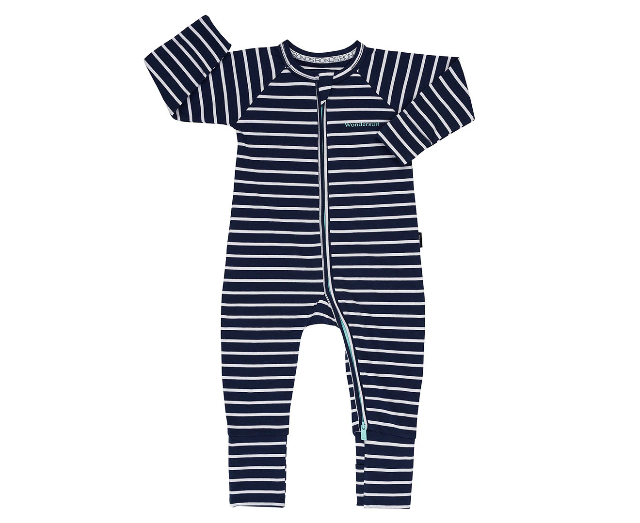 Bonds Baby Zip Wondersuit - Black Sea/White