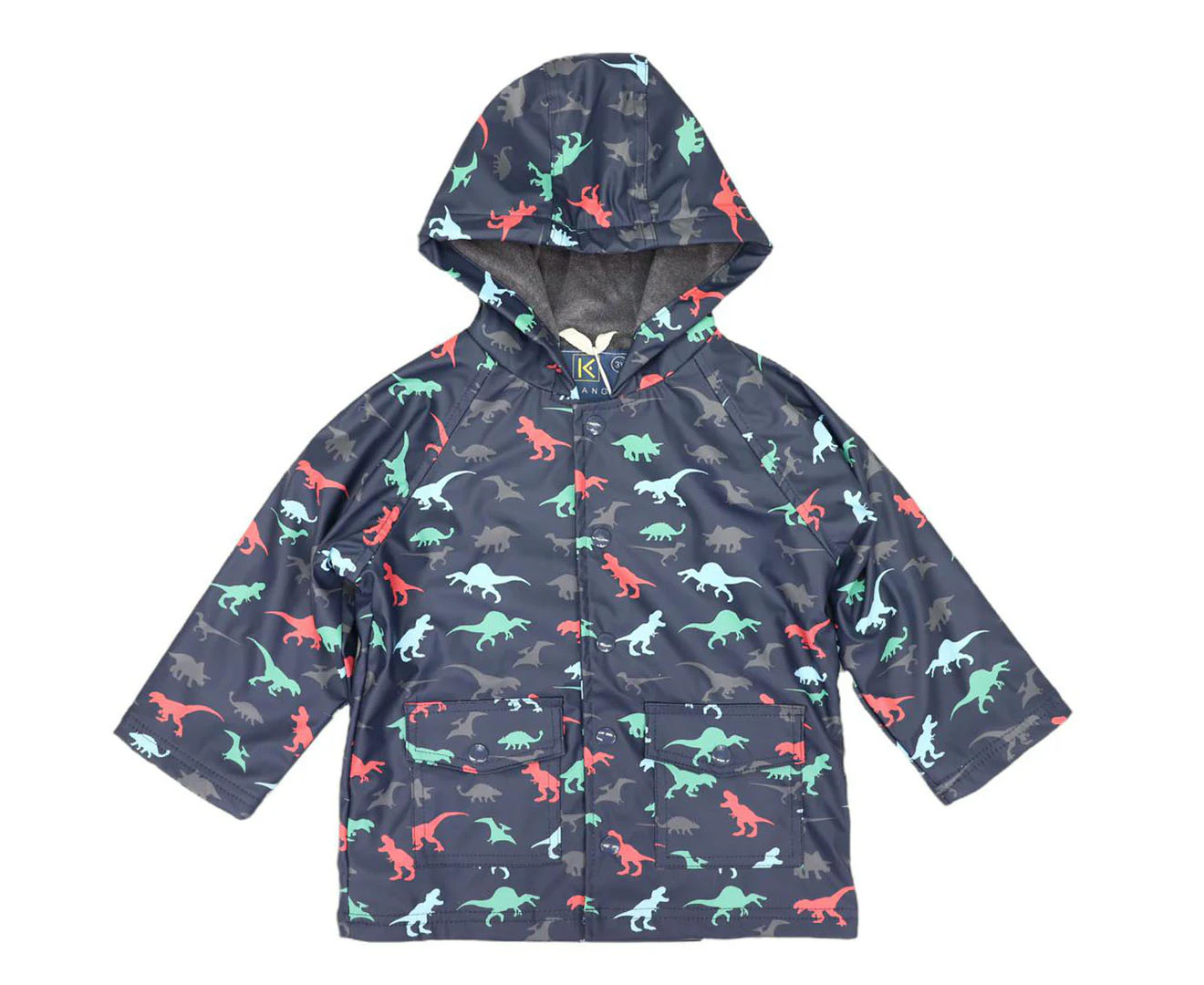 Korango Boys' Dinosaur/Terry Lined Raincoat - Navy