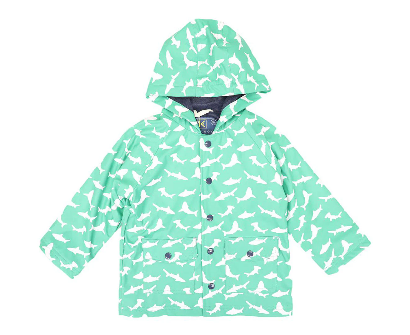 Korango Boys' Shark Colour Change/Terry Lined Raincoat - Green