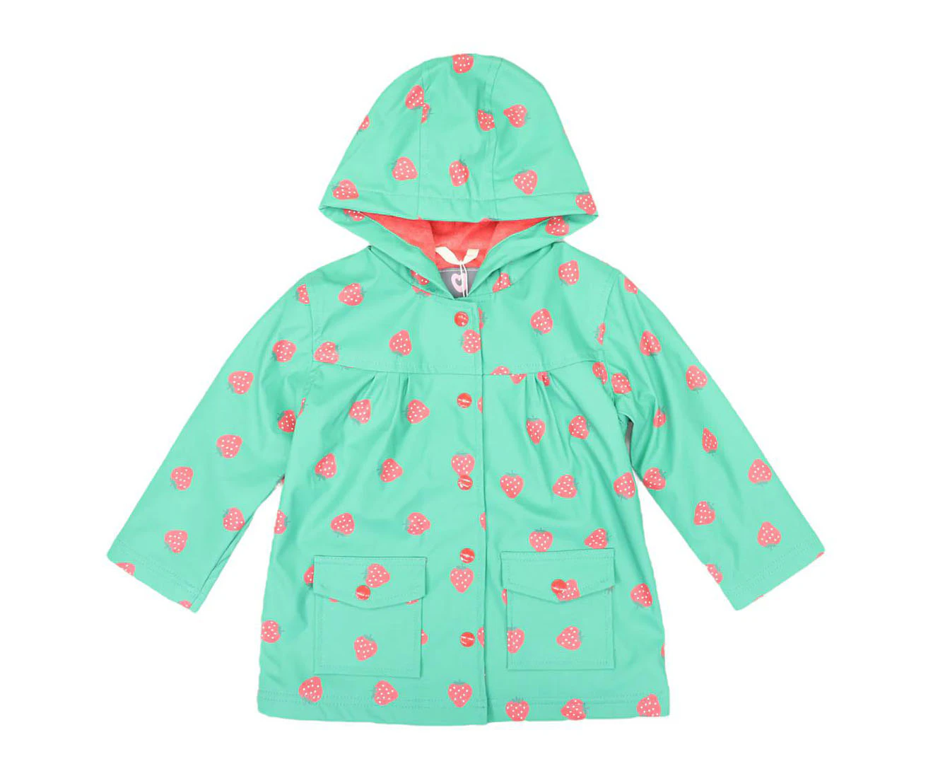 Korango Girls' Strawberry/Terry Lined Raincoat - Green