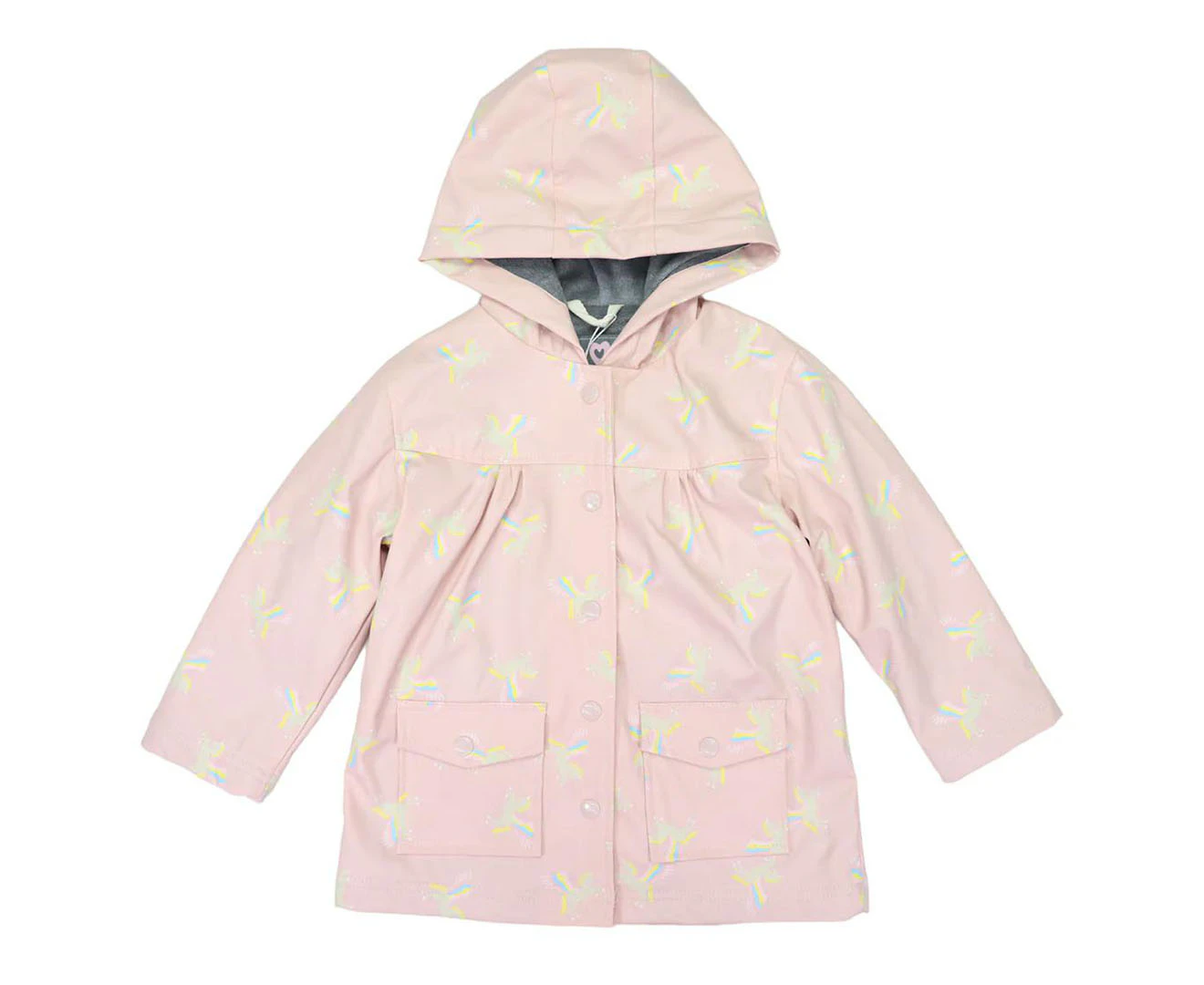 Korango Girls' Flying Unicorn/Terry Lined Raincoat - Dusty Pink