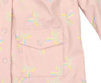 Korango Girls' Flying Unicorn/Terry Lined Raincoat - Dusty Pink