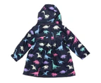 Korango Girls' Dinosaur Colour Change/Fleece Lined Raincoat - Navy