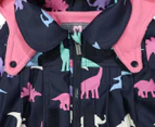 Korango Girls' Dinosaur Colour Change/Fleece Lined Raincoat - Navy