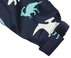 Korango Girls' Dinosaur Colour Change/Fleece Lined Raincoat - Navy