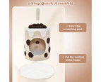 Costway 67cm Cat Activity Center Kitty Condo House Scratching Post w/Teasing ball & Soft Cushion, Coffee