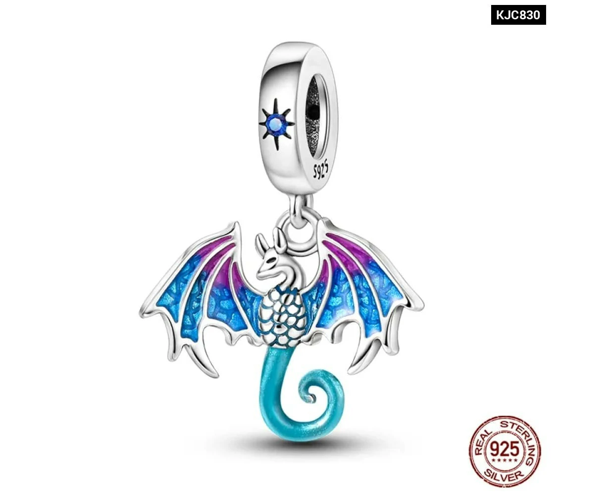 Womens 925 Sterling Silver Fantasy Flying Dragon Mysterious Butterfly Charms Pendants Fit Pandora Bracelets Diy Jewellery - Kjc830