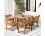 Livsip Outdoor Dining Setting Lounge 4 Seater Patio Furniture Square Table Wood Chairs Set