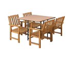 Livsip Outdoor Dining Setting Lounge 4 Seater Patio Furniture Square Table Wood Chairs Set