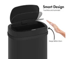 Advwin 50L Motion Sensor Bin Automatic Rubbish Smart Kitchen Waste Trash Can Touch Free Garbage Black