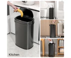 Advwin 50L Motion Sensor Bin Automatic Rubbish Smart Kitchen Waste Trash Can Touch Free Garbage Black