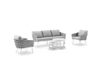 Lismore 3+1+1 Seater Outdoor Aluminium and Rope Lounge Set - Outdoor Aluminium Lounges - Charcoal