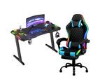 Advwin Gaming Desk RGB LED Light & Gaming Chair RGB LED Massage Office Chair