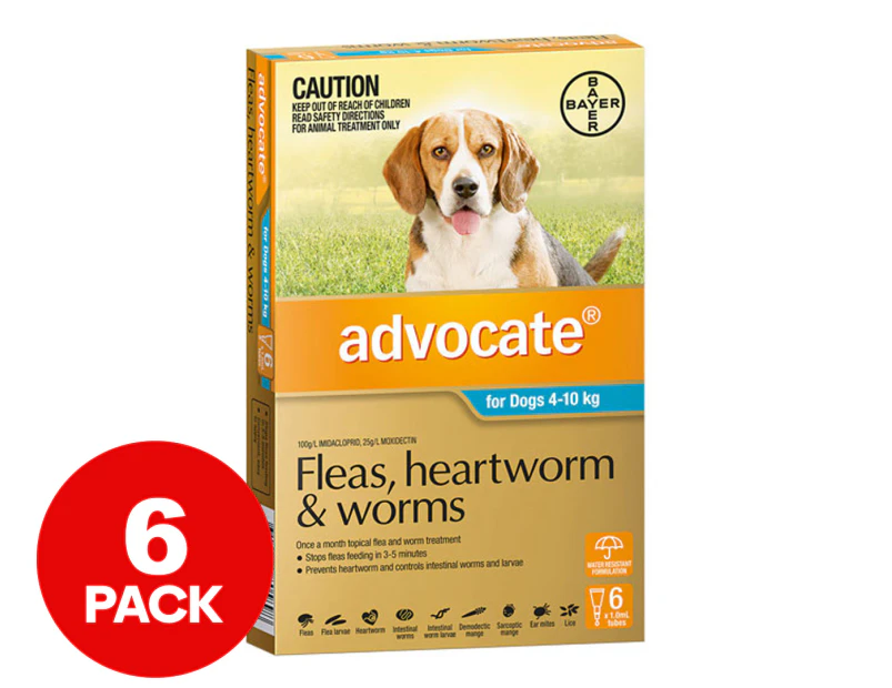 Advocate Flea & Worm Treatment For Dogs 4-10kg 6pk