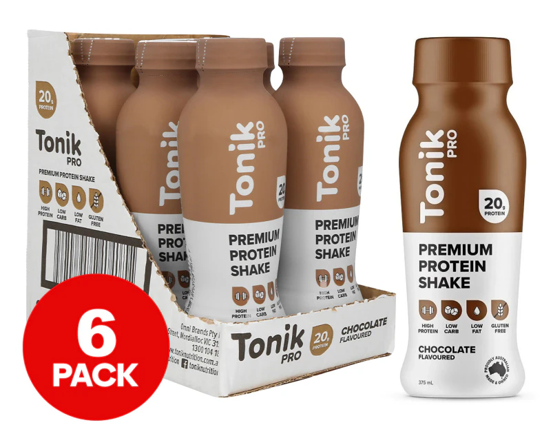 6 x Tonik Pro Premium Protein Shake Chocolate 375mL