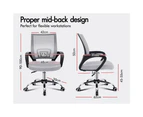 ALFORDSON Mesh Office Chair Mid Back Black Grey