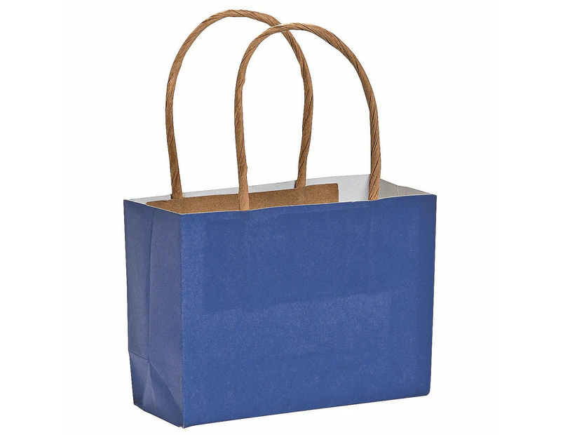 Blue Small Paper Gift Bags (Pack of 12)