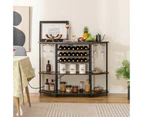 Giantex 3-Tier Wine Rack Table Cellar Display Sideboard Buffet w/Power Outlets & Glass Holder, Rustic Brown