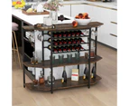 Giantex 3-Tier Wine Rack Table Cellar Display Sideboard Buffet w/Power Outlets & Glass Holder, Rustic Brown