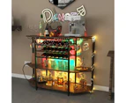 Giantex 3-Tier Wine Rack Table Cellar Display Sideboard Buffet w/Power Outlets & Glass Holder, Rustic Brown