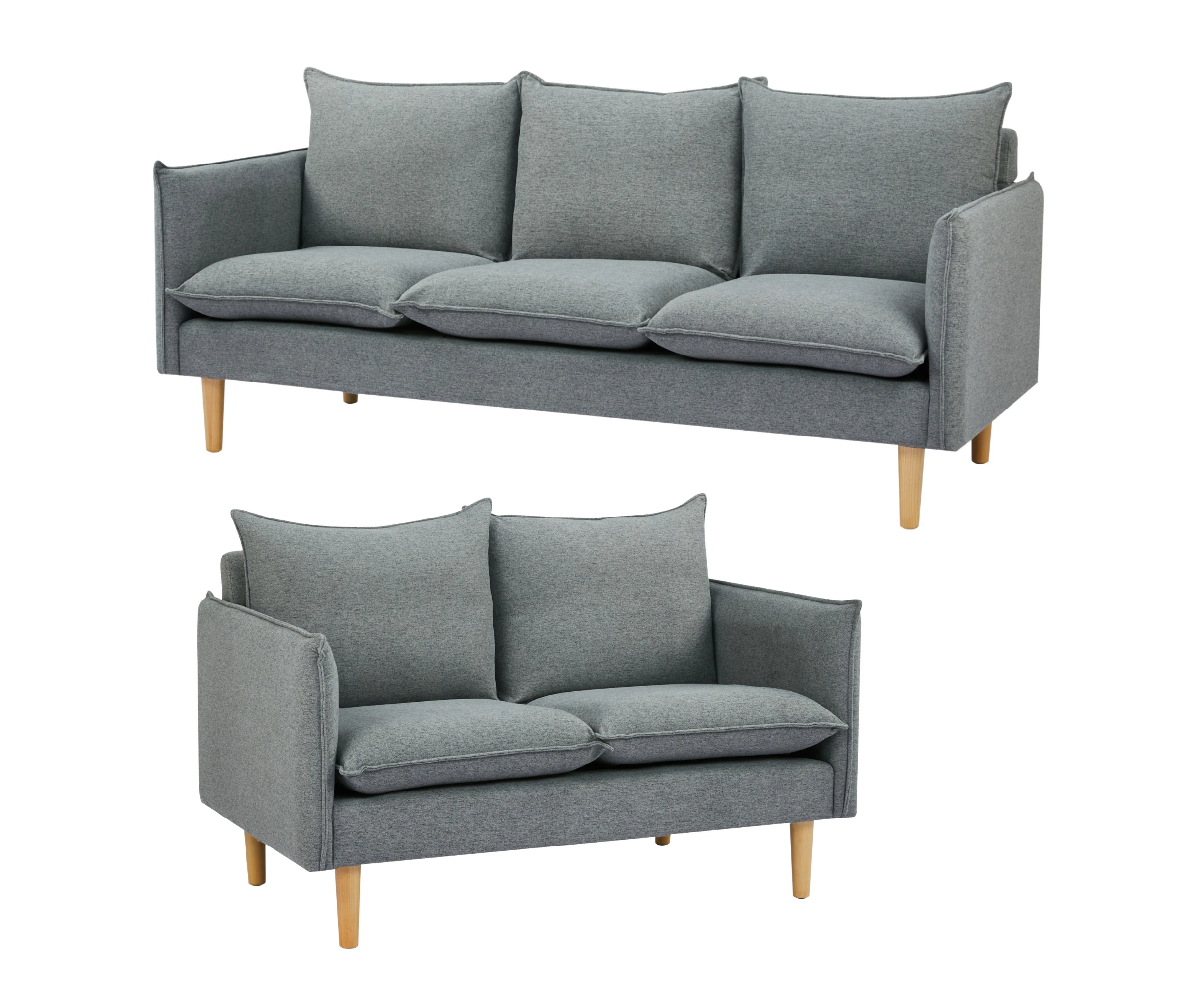 Sinatra 2 + 3 Seater Fabric Sofa Lounge Couch Dark Grey