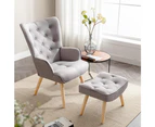 Furb Armchair Lounge Chair Upholstered Accent Chairs Sofa Couch Fabric Grey