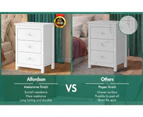 ALFORDSON 2x Bedside Table Hamptons Nightstand Storage Side End 3 Drawers White