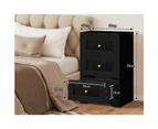 ALFORDSON 2x Bedside Table Hamptons Storage Nightstand Side End Cabinet Black