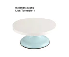 Min Cake Turntable Food Grade Low Noise Plastic Rotating Anti-skid Round Cake Stand for Home-Cyan