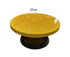 Min Cake Turntable Food Grade Low Noise Plastic Rotating Anti-skid Round Cake Stand for Home-Yellow
