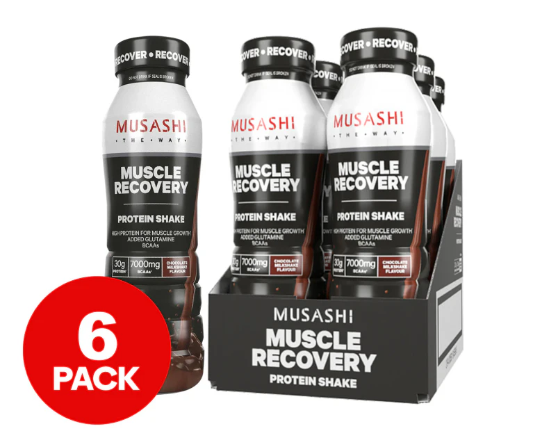 6 x Musashi Muscle Recovery Protein Shakes Chocolate 375mL