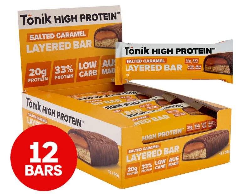 12 x Tonik High Protein Layered Bar Salted Caramel 60g