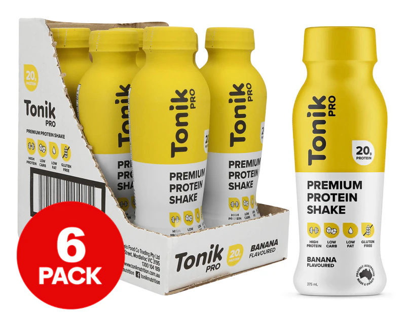6 x Tonik Pro Premium Protein Shake Banana 375mL