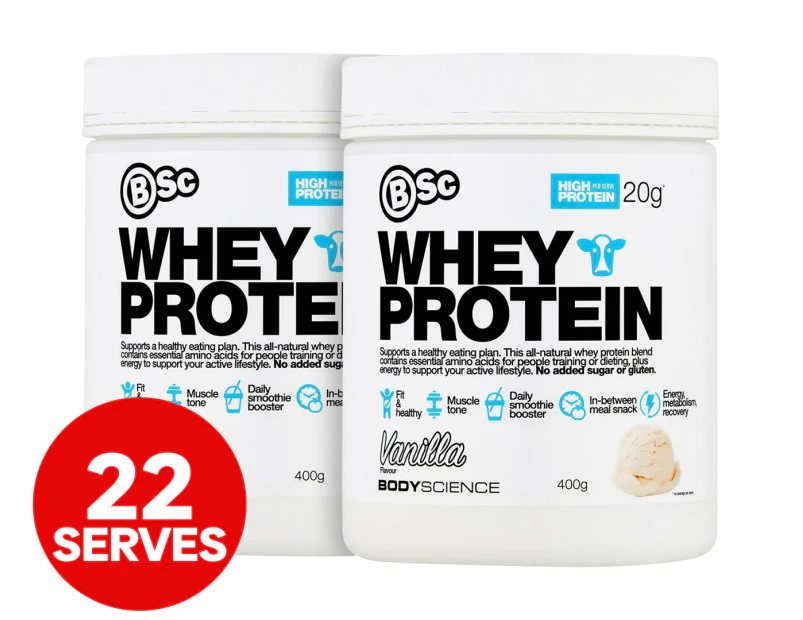 2 x BSc Whey Protein Powder Vanilla 400g / 22 Serves