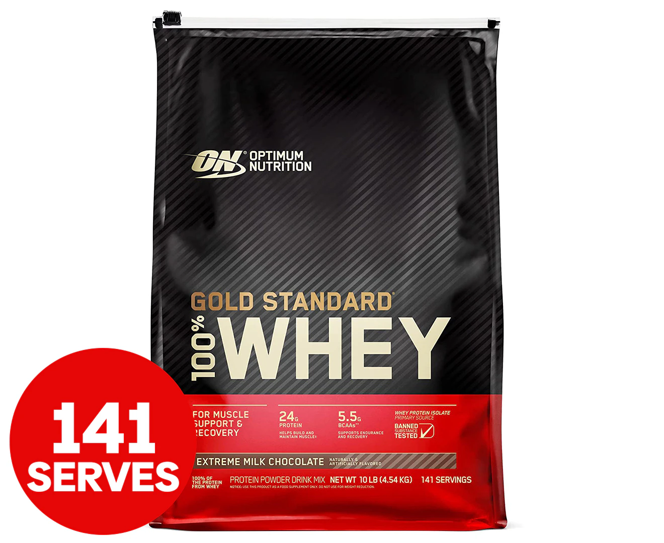 Optimum Nutrition Gold Standard 100% Whey Protein Powder Extreme Milk Chocolate 4.54kg / 141 Serves