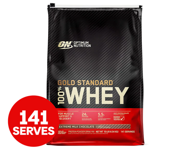 Optimum Nutrition Gold Standard 100% Whey Protein Powder Extreme Milk Chocolate 4.54kg / 141 Serves