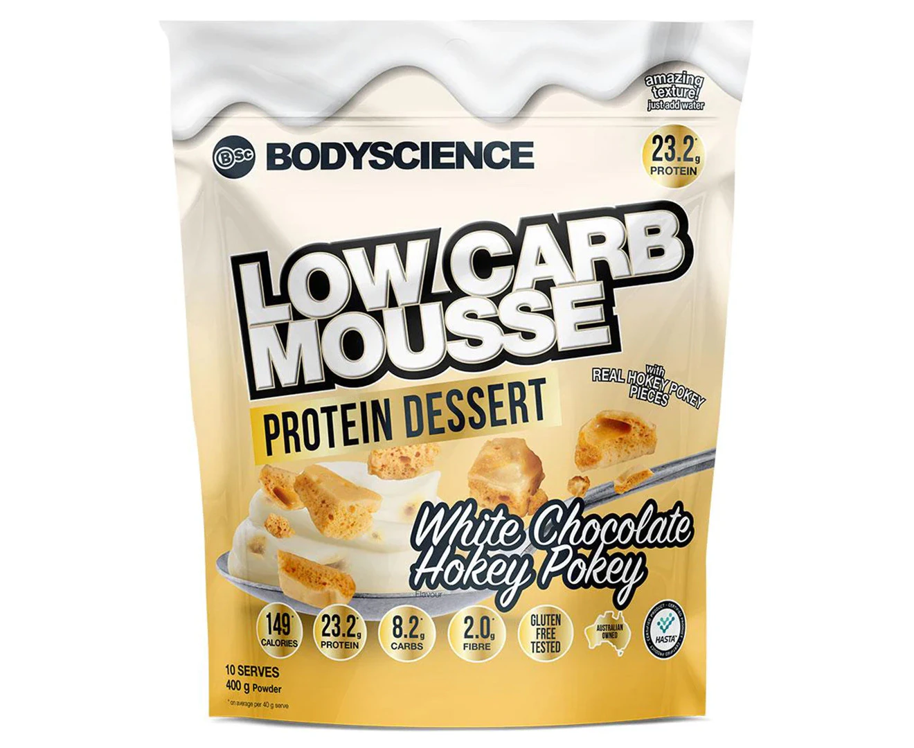 BSc Bodyscience Low Carb Mousse Protein Dessert - White Chocolate Hokey Pokey