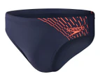 Speedo Men's Medley Logo 7cm Swim Briefs - Navy/Orange