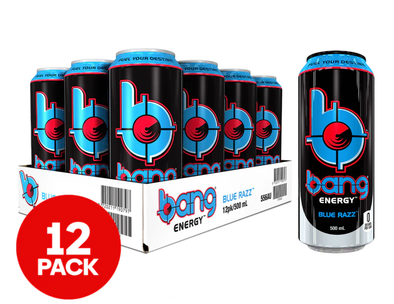 12 x Bang Energy Drink Blue Razz 500mL