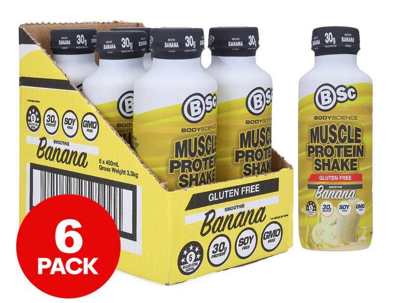 6 x BSc RTD Muscle Protein Shake Banana Smoothie 450mL