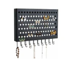 Wall Mount Earring Jewelry Hanger Organizer Holder With 109 Holes 19 Hooks Black