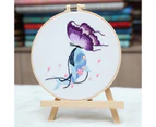 Whale Butterfly Stamped Embroidery Set, Cross Stitch Kits Include 3 Wooden Embroidery Hoops Color Threads Needlepoint Kit for Adults-Purple