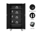 Mobile Steel Storage Cabinet - Metal Garage Cupboard on Lockable Wheels 1828mm