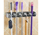 Broom Hanger Mop Holder Wall Mounted Brush Storage Rack Organizer Kitchen Tool - Grey