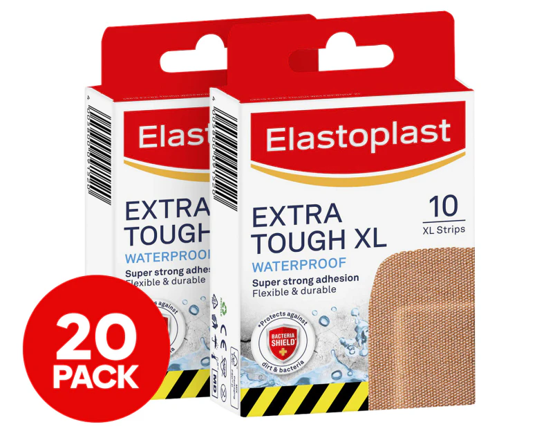 2 x 10pk Elastoplast Extra Tough Waterproof XL Strips