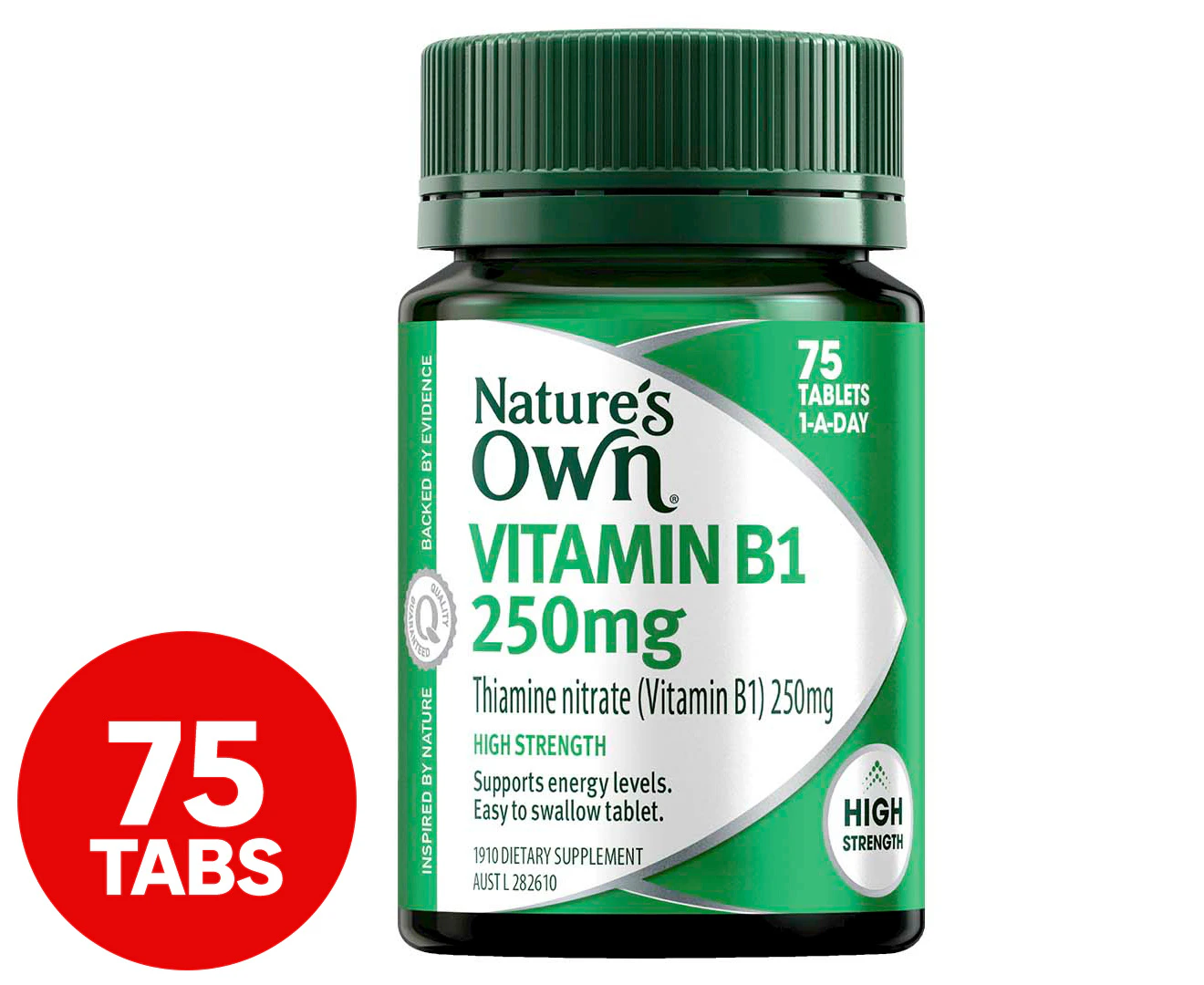 Nature's Own Vitamin B1 250mg with Vitamin B for Energy and Heart Health 75 Tablets